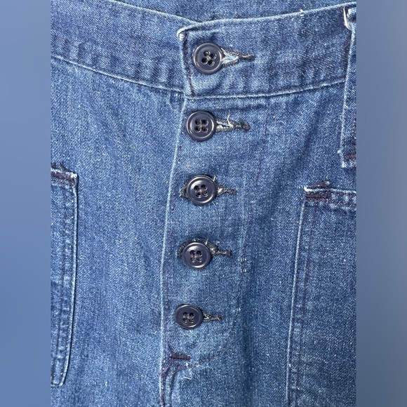 Vintage 70s Wrangler Jeans Sailor Style Flared High Waisted Dark Wash Size 13/14 - Picture 4 of 5